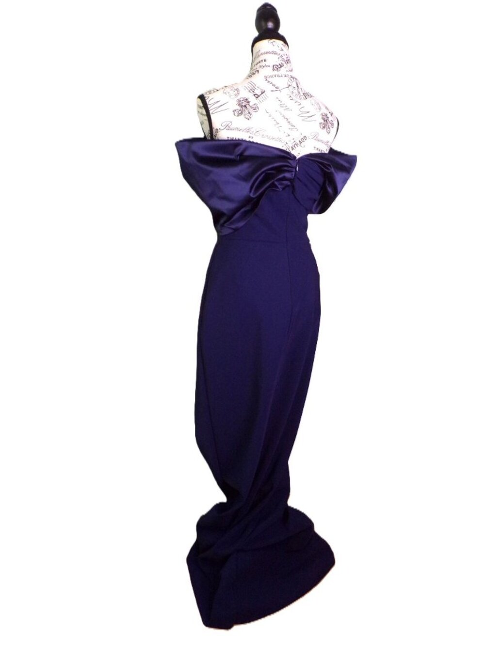 🆕CHIARA BONI Vezia Off Shoulder Gown Dress 8 Navy Blue - Picture 9 of 15